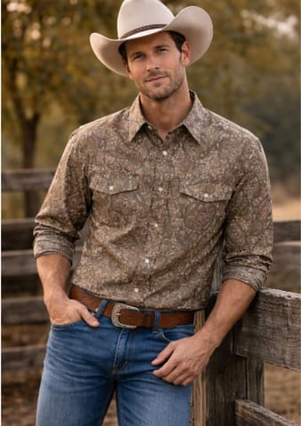 Men's Western Print Shirt. ML-2614