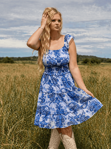 Ladies Western Print Woven Dress.LMA-2066